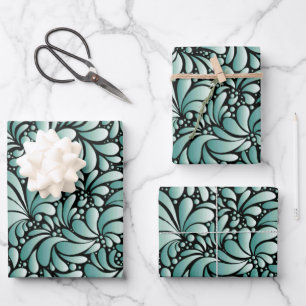 Feuille De Papier Cadeau Motif Fleur désirable en Minty Green