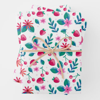 Feuille De Papier Cadeau Motif Fleur sauvage de ressort d'aquarelle