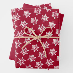 Feuille De Papier Cadeau Motif Flocon de Neige Blanc Scandinave sur Brique