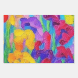 Feuille De Papier Cadeau motif floral d'aquarelle coloré amusant