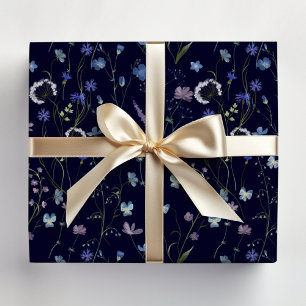 Feuille De Papier Cadeau Motif floral de fleur sauvage jolie bleu violet