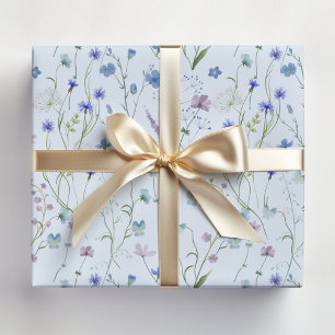 Feuille De Papier Cadeau Motif floral de fleurs sauvages jolies bleu violet
