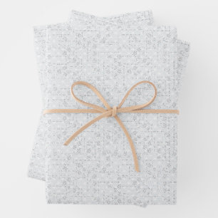 Feuille De Papier Cadeau Motif floral géométrique gris clair