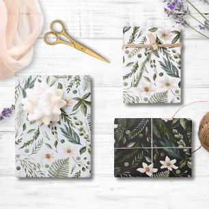 Feuille De Papier Cadeau Motif floral sans couture à l'aquarelle avec feuil