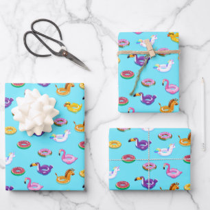 Feuille De Papier Cadeau Motif flottant de la piscine d'été