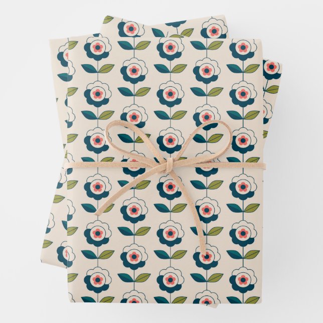Feuille De Papier Cadeau Motif Fun Jardin Retro (En situation)