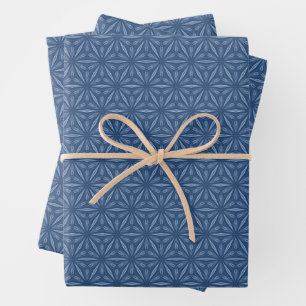 Feuille De Papier Cadeau Motif géométrique bleu marine moderne