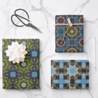 Feuille De Papier Cadeau Motif géométrique bleu océan no1