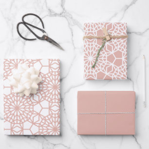 Feuille De Papier Cadeau Motif géométrique de couleur rose arabe