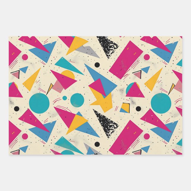 Feuille De Papier Cadeau motif géométrique des années 80 (Devant)