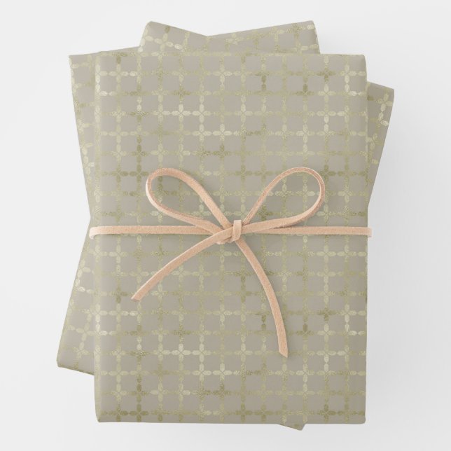 Feuille De Papier Cadeau Motif géométrique d'or moderne Noël (En situation)