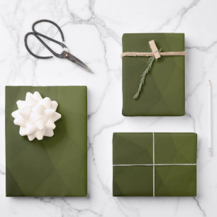 Feuille De Papier Cadeau Motif géométrique du maillage vert de l'Armée