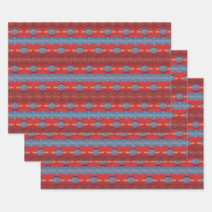 Feuille De Papier Cadeau Motif géométrique ethnique du Sud-Ouest
