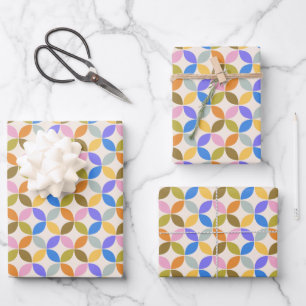 Feuille De Papier Cadeau Motif géométrique moderne coloré du milieu du sièc