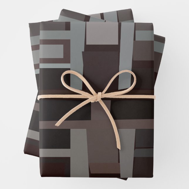 Feuille De Papier Cadeau Motif géométrique moderne du milieu du siècle (En situation)