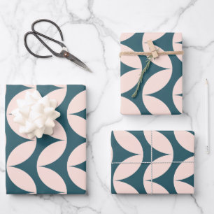 Feuille De Papier Cadeau Motif géométrique moderne du milieu du siècle en b