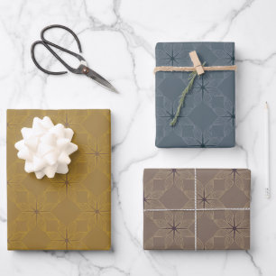 Feuille De Papier Cadeau Motif géométrique   Ocre, Pierre poussiéreuse, Ble