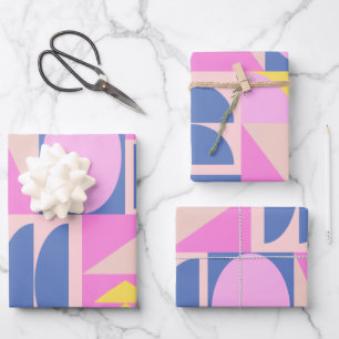 Feuille De Papier Cadeau Motif géométrique Planche Patchwork rose amusant