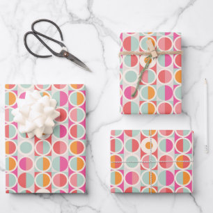 Feuille De Papier Cadeau Motif géométrique rose orange