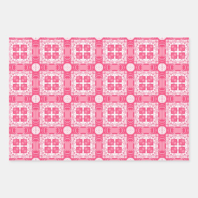 Feuille De Papier Cadeau Motif géométrique tendance rose (Devant)