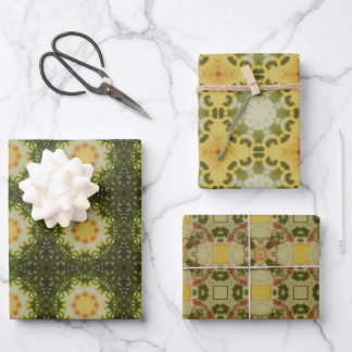 Feuille De Papier Cadeau Motif géométrique vert Terre no3