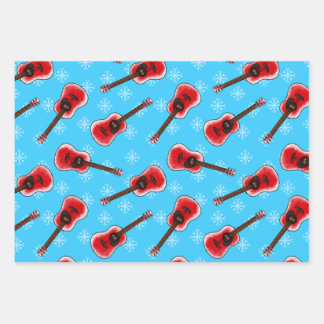 Feuille De Papier Cadeau Motif guitariste de Noël acoustique