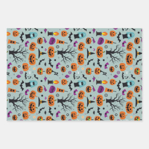 Feuille De Papier Cadeau Motif Halloween Éffrayant Candy Ghost