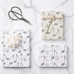 Feuille De Papier Cadeau Motif Houndstooth Chic Musical Notes
