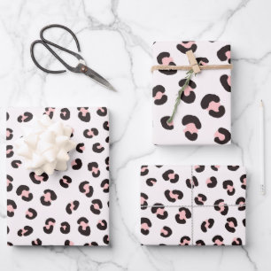 Feuille De Papier Cadeau Motif léopard moderne rose