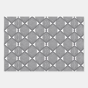 Feuille De Papier Cadeau motif linéaire Abstrait en noir et blanc