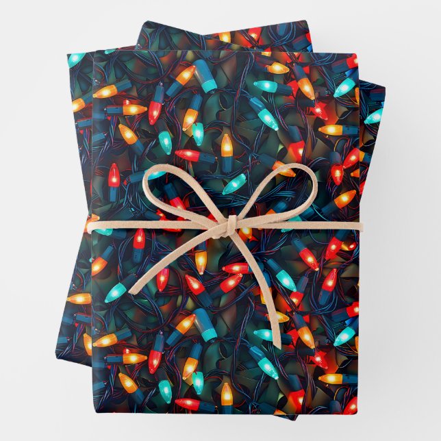 Feuille De Papier Cadeau Motif lumineux de Noël (En situation)