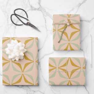 Feuille De Papier Cadeau Motif mi-siècle mi-mod dans les couleurs pastel