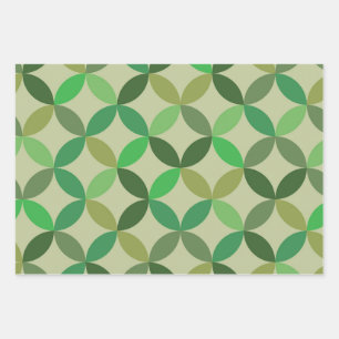 Feuille De Papier Cadeau Motif Mid-Century moderne géométrique Cercles vert