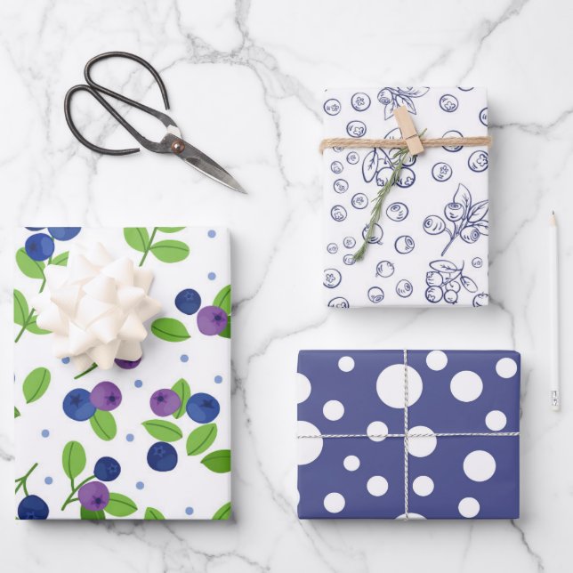 Feuille De Papier Cadeau motif mignon bleuet (Recto)