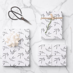 Feuille De Papier Cadeau Motif minimaliste d'oiseaux