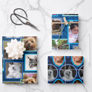 Feuille De Papier Cadeau Motif moderne bleu foncé N'importe quelle occasion