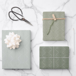 Feuille De Papier Cadeau Motif moderne géométrique Sage Green