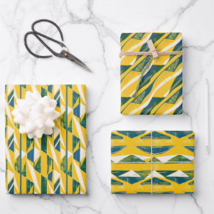 Feuille De Papier Cadeau Motif moderne Gras géométrique du milieu du siècle