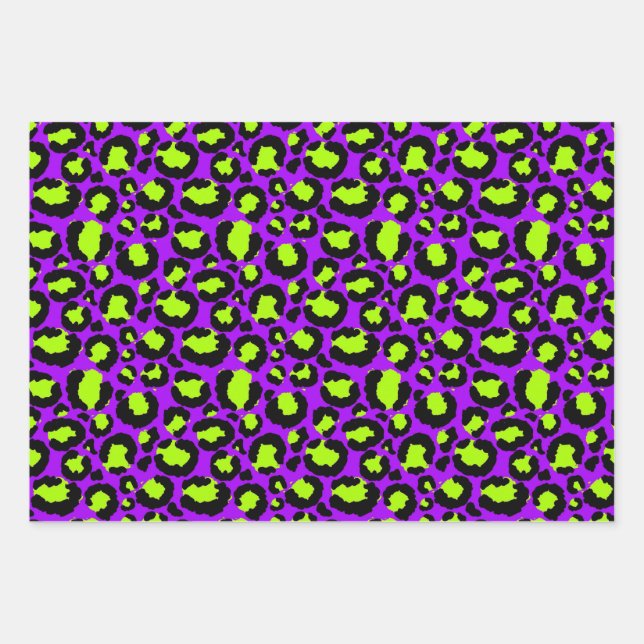 Feuille De Papier Cadeau Motif Neon Cheetah, Garçons Filles & Enfants, Leop (Devant)