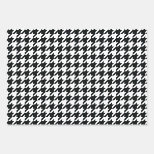 Feuille De Papier Cadeau Motif noir blanc de Houndstooth