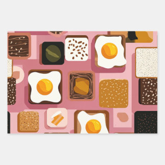 Feuille De Papier Cadeau Motif Œufs sur Toast – Illustrations de petit-déje