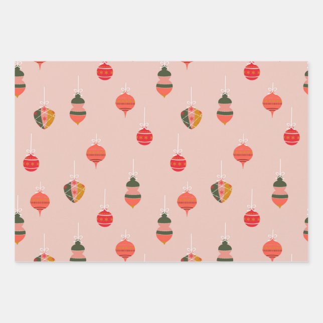 Feuille De Papier Cadeau Motif ornements de Noël (Devant)
