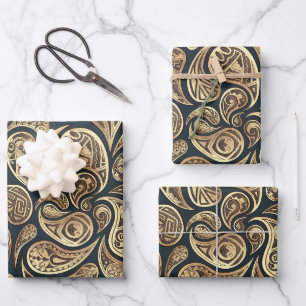 Feuille De Papier Cadeau Motif Paisley d'inspiration amérindienne