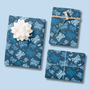 Feuille De Papier Cadeau Motif papillon bleu