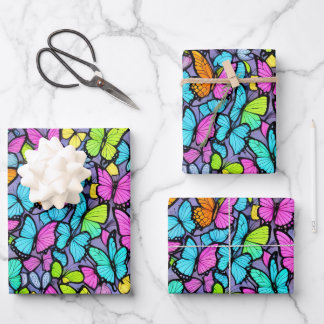 Feuille De Papier Cadeau Motif papillon coloré
