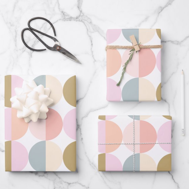 Feuille De Papier Cadeau Motif Pastel Circles géométriques (Recto)