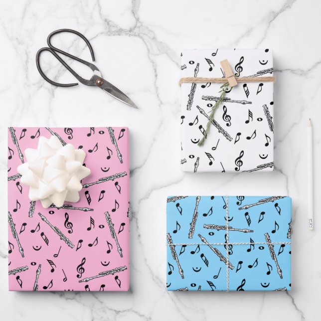 Feuille De Papier Cadeau Motif Piccolo Music Note (Recto)