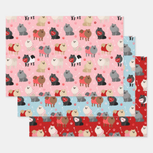 Feuille De Papier Cadeau Motif Pomeranian Valentine