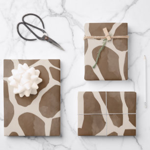 Feuille De Papier Cadeau Motif Poster de animal de Giraffe d'aquarelle