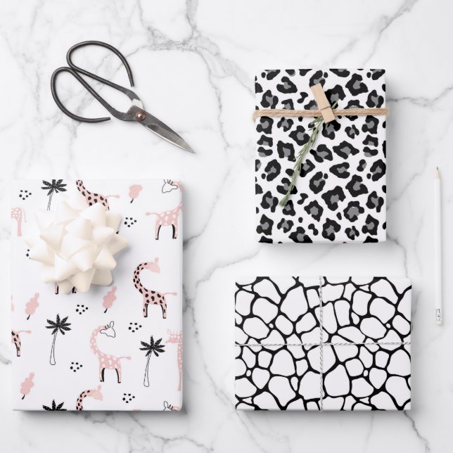 Feuille De Papier Cadeau motif Poster de animal de la girafe (Recto)